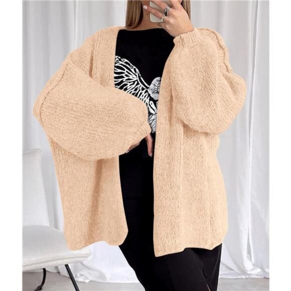 Womens Oversized Cardigan Sweaters Apricot - Picture 6 of 6